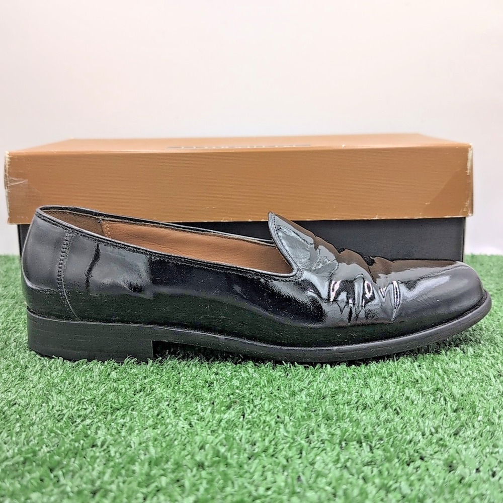 Florsheim Manhattan Dress Shoes Men's 9.5 Black Patent Black Plain Toe Blucher